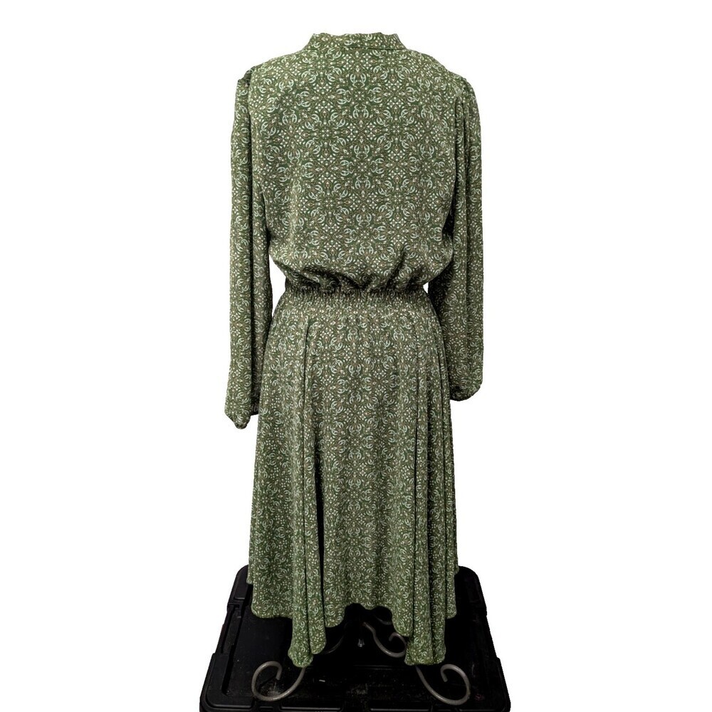 Lark & Grey Green Paisley Floral Print Smocked Dress sz M Holiday Modest Peasant - Picture 7 of 13